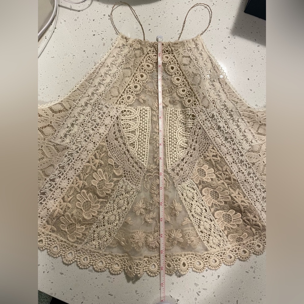 Free People- Crochet Lace halter, Ivory - Picture 6 of 8
